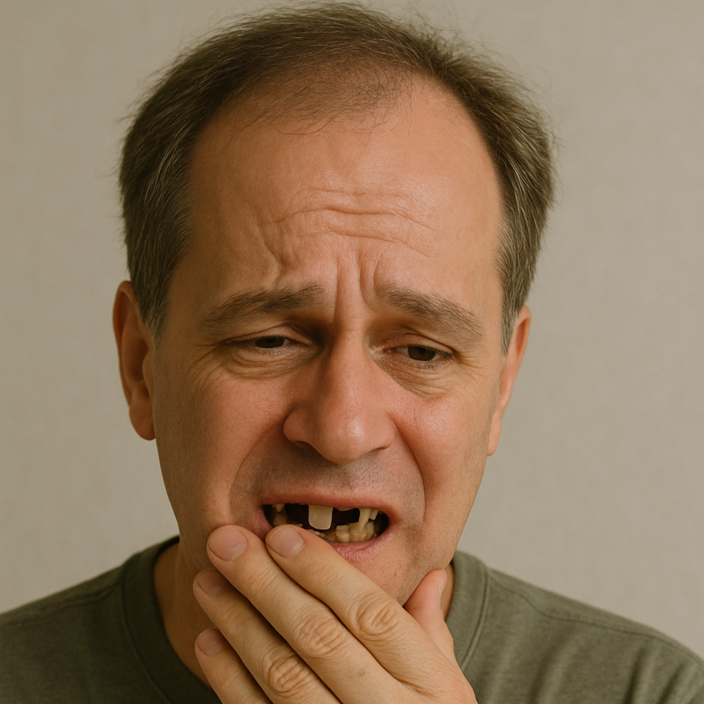 Sofre com a falta de dentes, o que afeta sua autoestima e qualidade de vida